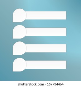 blank paper blocks and speak bubbles on blue background with shining balls