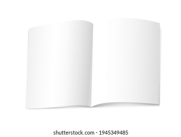 Blank paper book isolated on white background. Vector mockup