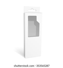 blank paper box with transparent window on white background