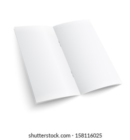 Blank paper brochure with clips. on white background with soft shadows. Vector illustration. EPS10.