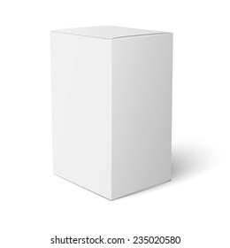 Blank Paper Or Cardboard Box Template Standing On White Background. Packaging Collection. Vector Illustration.