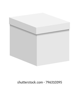 Blank paper or cardboard box template with closed lid on white background. Vector illustration.