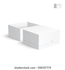 Blank paper or cardboard boxes templates on white background. Vector illustration.