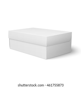 Plantilla de papel en blanco o caja de cartón con tapa cerrada en fondo blanco Colección de empaquetado. Ilustración vectorial.