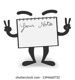 Blank paper cartoon character. Vector illustration