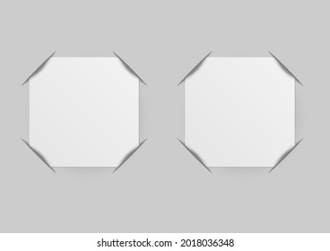 Blank paper with corner template. Photo frame corners. Square card vector illustrator.