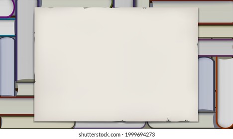 Documento en blanco sobre el fondo de los libros. Ilustración del vector