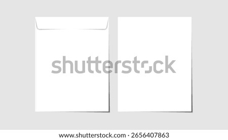 Blank paper envelopes. envelopes mockup front and back view. folded, unfolded Isolated envelope set. large size kraft envelope template