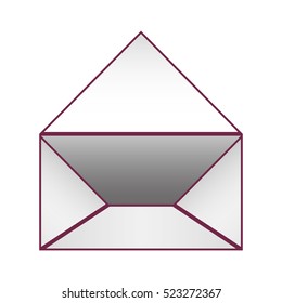 Blank paper envelopes opened with violet outline