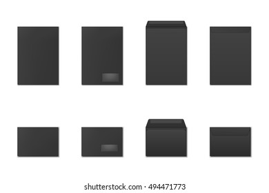 Blank paper envelopes set. Template for logo design. Vector EPS10 illustration.