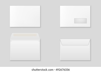 Blank paper envelopes set. Vector EPS10 illustration.