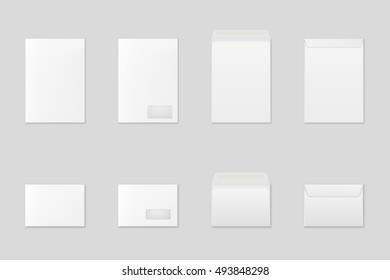 Blank paper envelopes set. Vector EPS10 illustration.