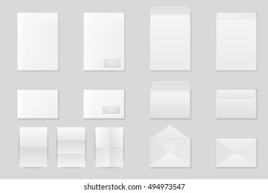 Blank paper envelopes set. Vector EPS10 illustration.