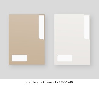 Blank paper folder mockup set. Paper folder with white paper mockup. Corporate identity design. Mockup vector isolated. Template design. 