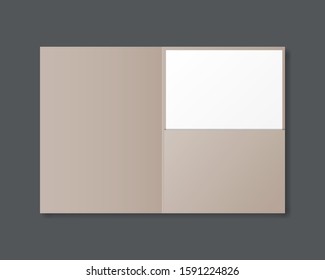 Blank paper folder mockup. Paper folder with white paper mockup. Vector template for business and branding identity. Corporate identity design.