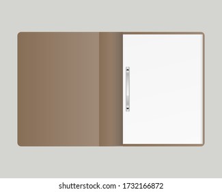 Blank paper folder mockup.  Paper folder with white paper mockup. Corporate identity design. Mockup vector isolated. Template design. Realistic vector illustration.