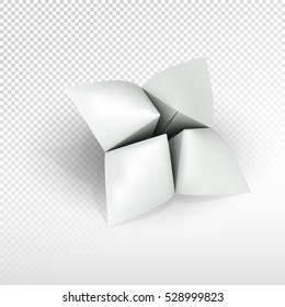 Blank paper fortune teller (can be used as illustration for printing or web). Isolated on transparent background with realistic shadow. Realistic vector object.