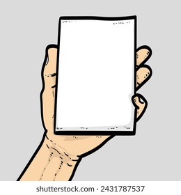 Blank paper hold by hand grey Background vector modern illustration