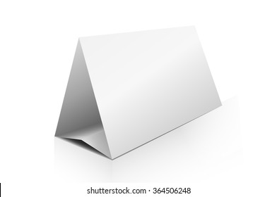 Blank paper horizontal triangle table ten cards on white background with reflections. Vector illustration.