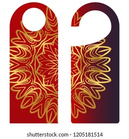 Blank paper label or cloth tag with mandala decoration. Vector illustration.