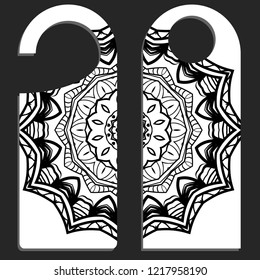Blank paper label or cloth tag with mandala decoration. Vector illustration.