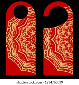Blank paper label or cloth tag with mandala decoration. Vector illustration.