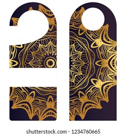 Blank paper label or cloth tag with mandala decoration. Vector illustration.