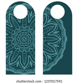 Blank paper label or cloth tag with mandala decoration. Vector illustration.