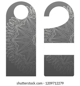 Blank paper label Door hanger. Design with floral mandala ornament. Vector illustration.