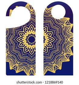 Blank paper label Door hanger. Design with floral mandala ornament. Vector illustration.