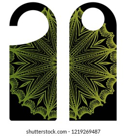 Blank paper label Door hanger. Design with floral mandala ornament. Vector illustration.