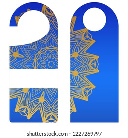 Blank paper label Door hanger. Design with floral mandala ornament. Vector illustration.