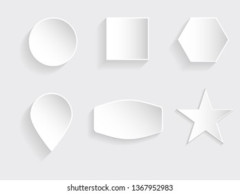 Blank paper label stickers  - vector illustration with long shadows and gradients.