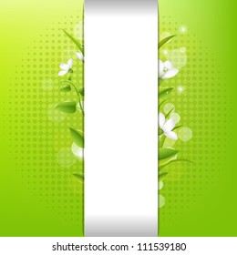 Blank Paper With Leafs And Grass, Vector Illustration