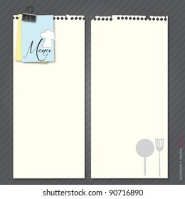 Blank paper for menu on gray background. Vector format