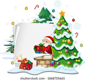 Blank paper with Merry Christmas 2020 font logo and Santa Claus  illustration