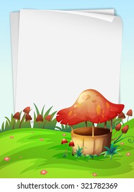 Blank paper with mushroom background illustration