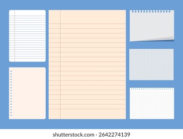 Blank paper note book, notebook sheet , graph notepad page vector illustration.