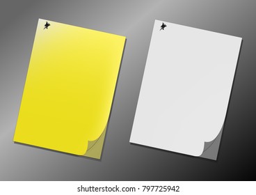 Blank paper note white and yellow  vector notepad memo reminder blank space empty on gray background information notice office for leave message list to do announcement