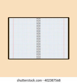 Blank Paper Notebook with background. Realistic white blank open notepad isolated  with background vector illustration