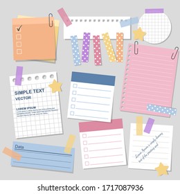 blank paper notes with elements of planning, vector, illustration design.