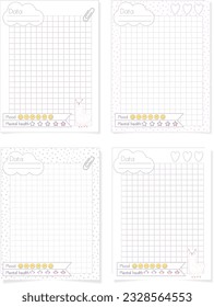 blank paper notes with elements of planning, vector, illustration design, mental health, mood board 