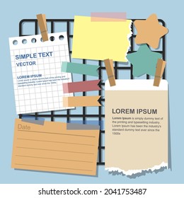 Blank Paper Notes, Memo, Planning Set. Flat Vector, Illustration Design.