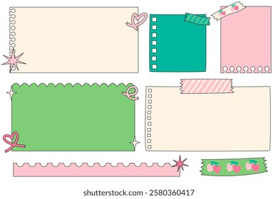 blank paper notes and photo frame and cute decoration set
