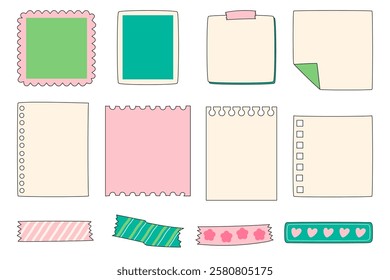 blank paper notes and photo frame and cute decoration set