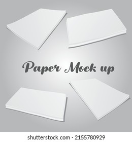 Blank paper on white background, paper mock up, EPS10 Vector.