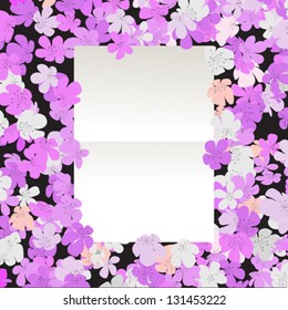 Blank paper over a floral background, abstract art