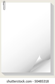 Blank paper pad and paper clip