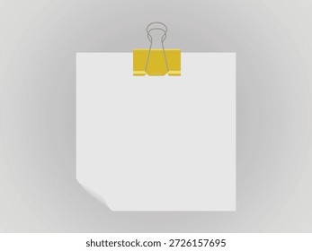 Página de papel en blanco en el Clip de carpetas, suministros de oficina, espacio de copia para notas y mensajes.