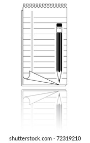 Blank paper and pencil. Vector illustration.